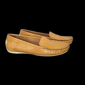 Stuart Weitzman Camel Patent Leather Slip-On Driving Loafer Moccasin Womens 10